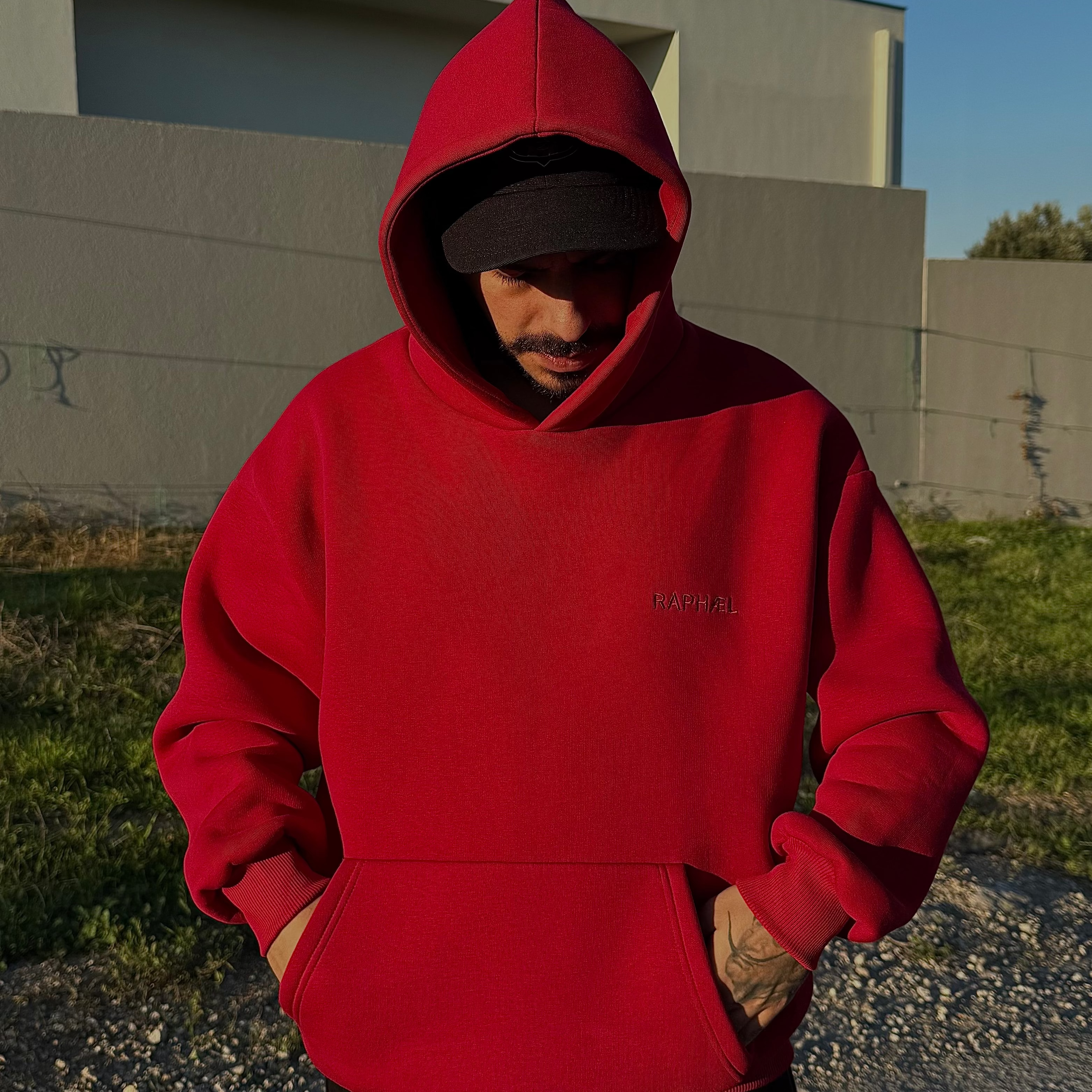 “Crimson Core” – RAPHAEL Oversize Hoodie