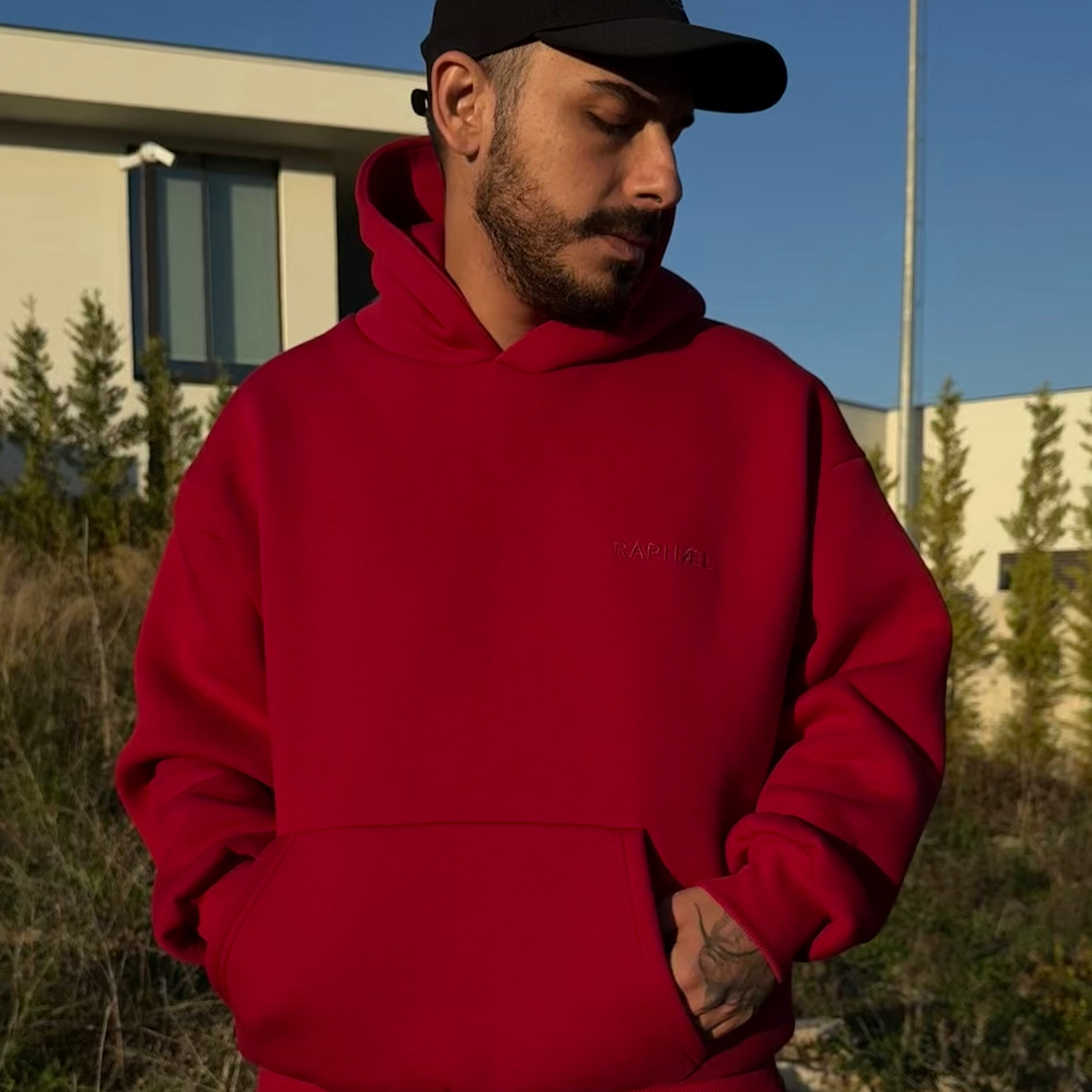 “Crimson Core” – RAPHAEL Oversize Hoodie