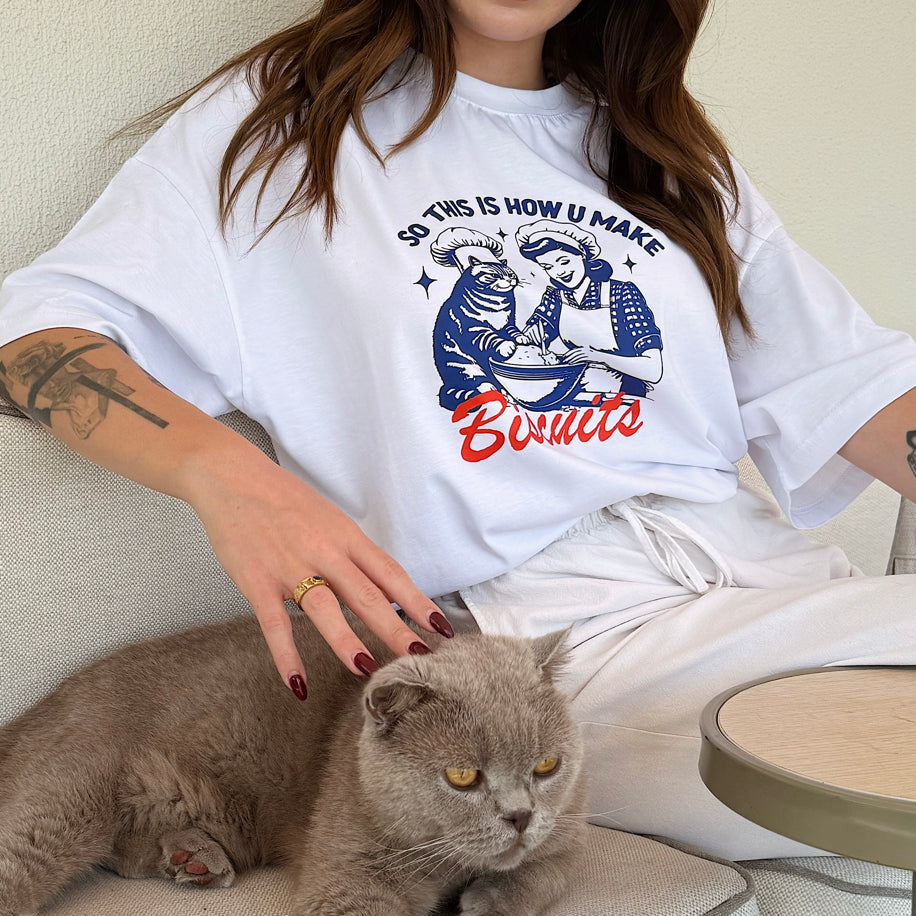 "So This Is How U Make, Biscuits" – RAPHAEL Oversize T-shirt