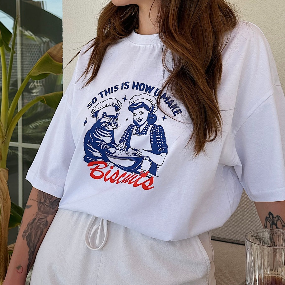 "So This Is How U Make, Biscuits" – RAPHAEL Oversize T-shirt